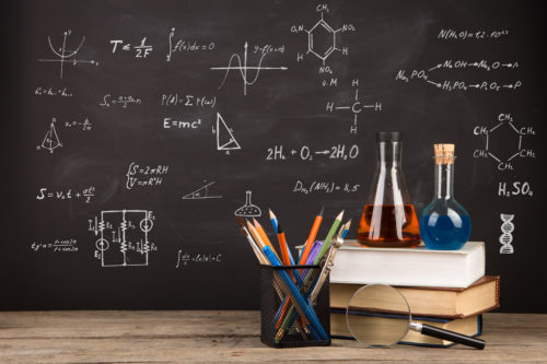 Books and Chalkboard